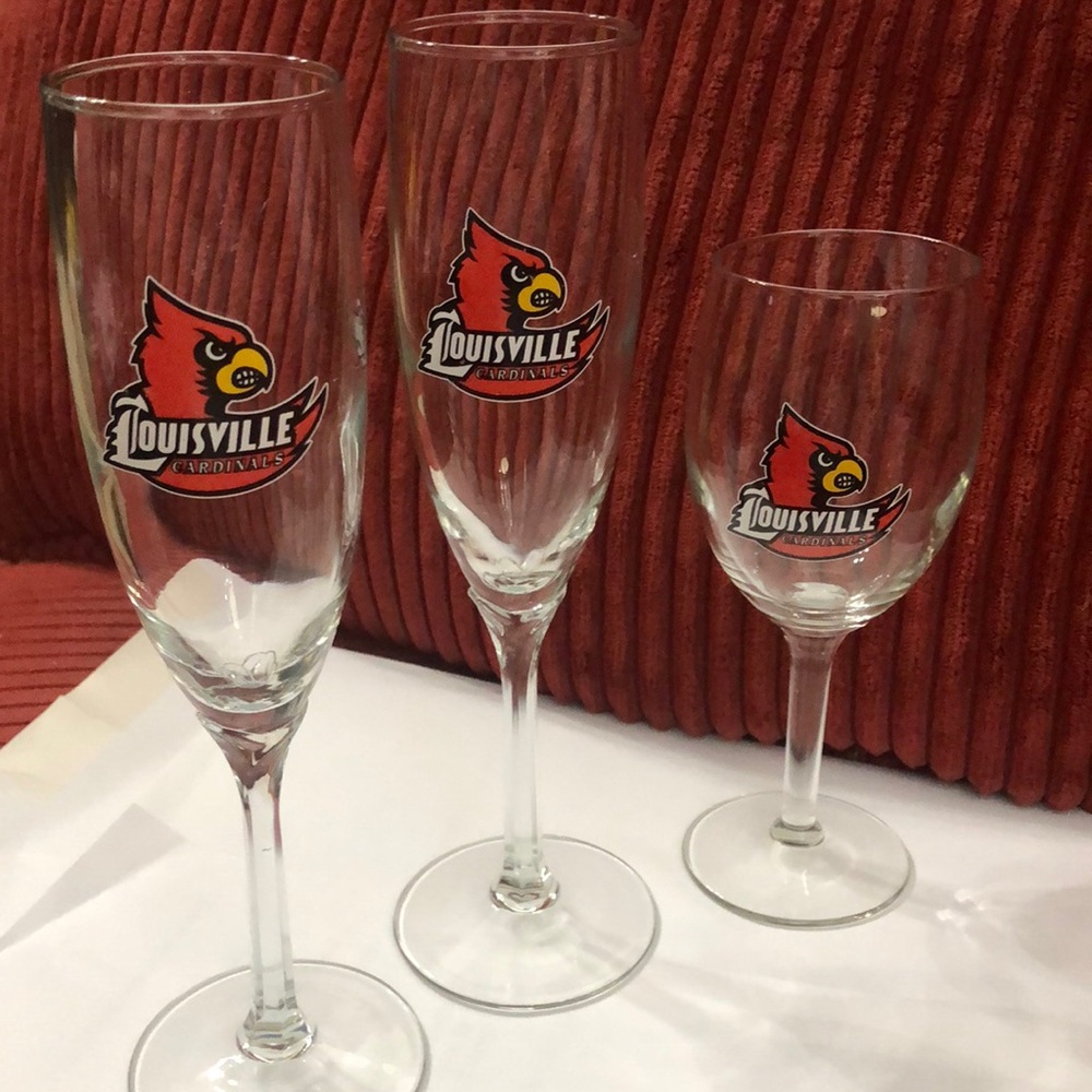 Louisville Cardinals wine and Champagne glasses